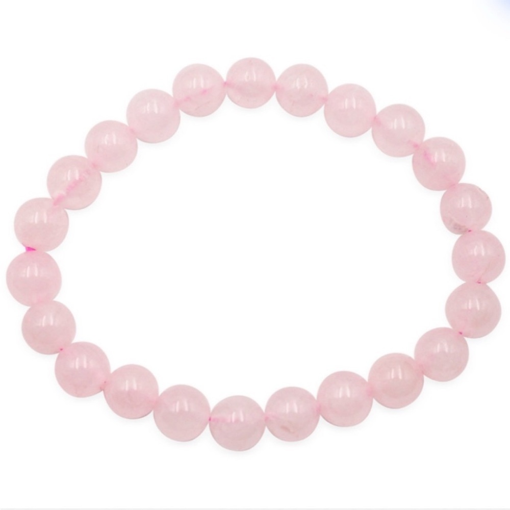 Pink Rose Quartz Beaded Stretch Bracelet